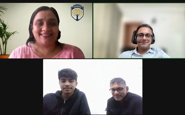 Culmination call: Ekansh, Grade 12 presenting with family and teacher