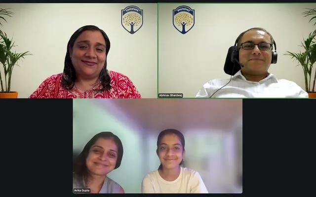Culmination call: Avika, Grade 9 presenting with family and teacher
