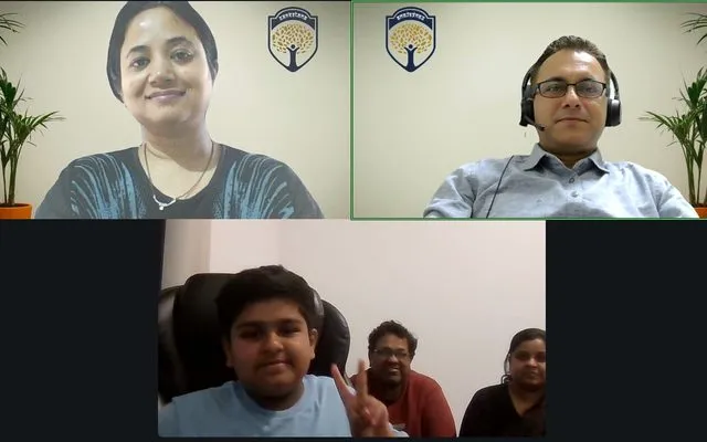Culmination call: Eshan, Grade 7 presenting with family and teacher