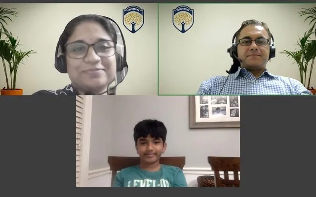 Culmination call: Ayansh, Grade 5 presenting with family and teacher