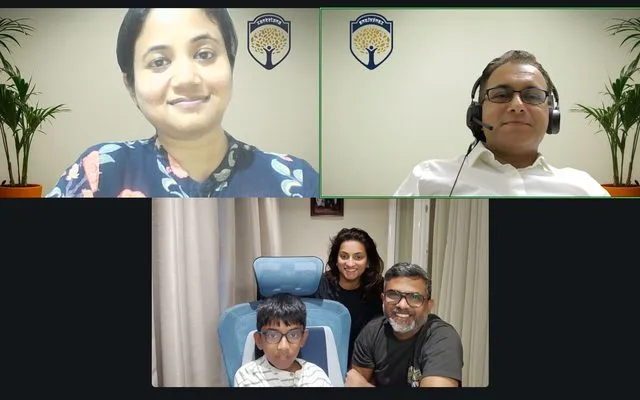 Culmination call: Nishchay, Grade 5 presenting with family and teacher