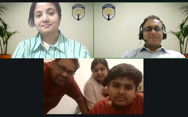 Culmination call: Eshan, Grade 7 presenting with family and teacher