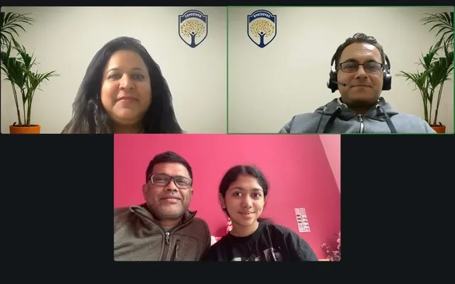 Culmination call: Harika, Grade 10 presenting with family and teacher