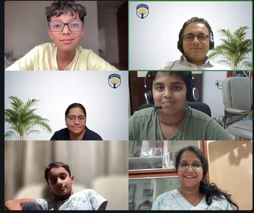 Culmination call: Advait & Aarav, Grade 8 presenting with family and teacher