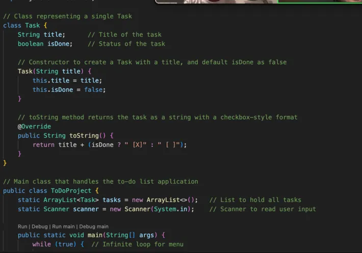 ToDo Project With Java — a student project